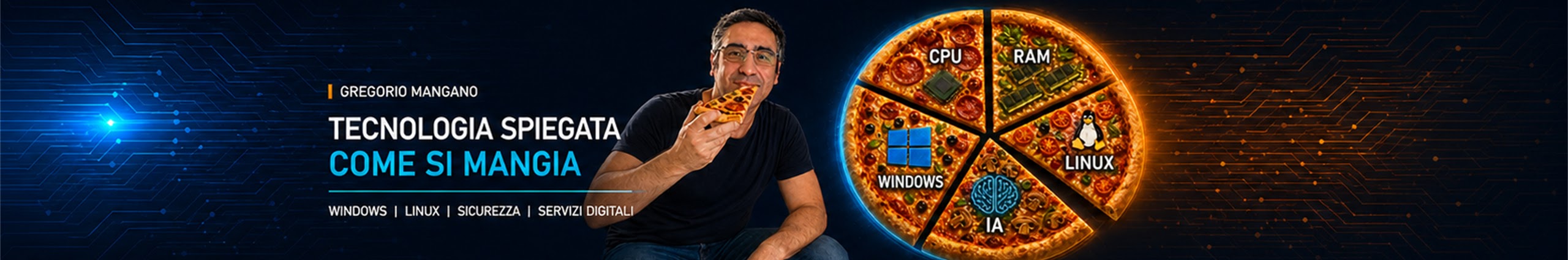 Banner ufficiale del canale YouTube Gregorio Mangano